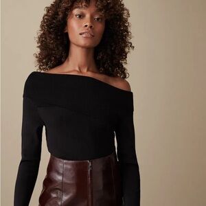 Reiss black Verona off-the-shoulder long sleeve knit top - Medium